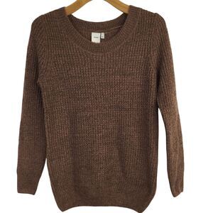ICHI Women’s Strick Pullover Crewneck Sweater Long Sleeves Brown Size Small
